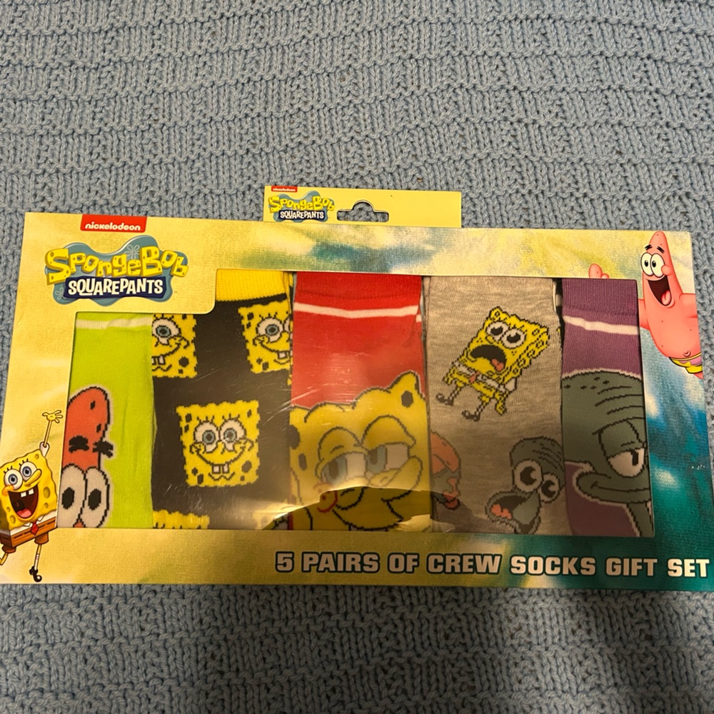 Nickelodeon SpongeBob SquarePants Crew Socks Set - Yellow, Red, Purple